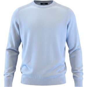 AIOPESON Sweater Mens L Light Blue Crew Neck Viscose Blend Minimalist Preppy NEW
